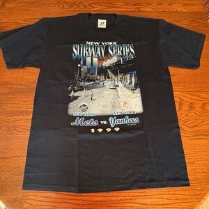 NEW Subway World Series NYC Yankees Mets 1999 Vintage Tee T-Shirt Black XL
